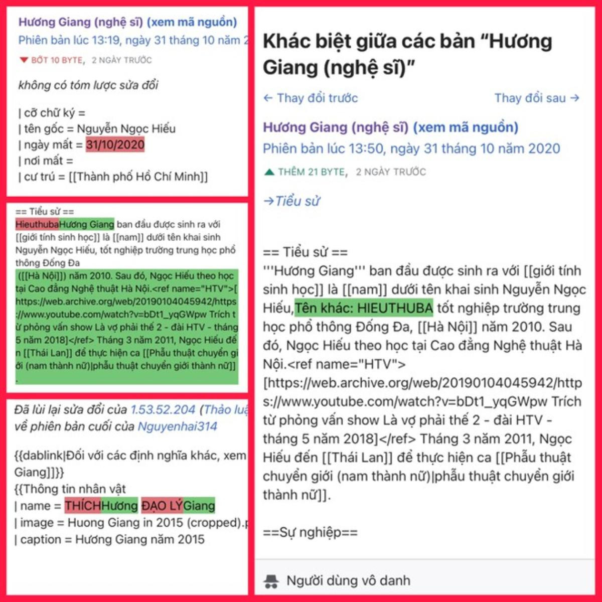 Antifan đùa không hề vui, thêm cả ngày mất của Hương Giang trên Wikipedia Ảnh 4