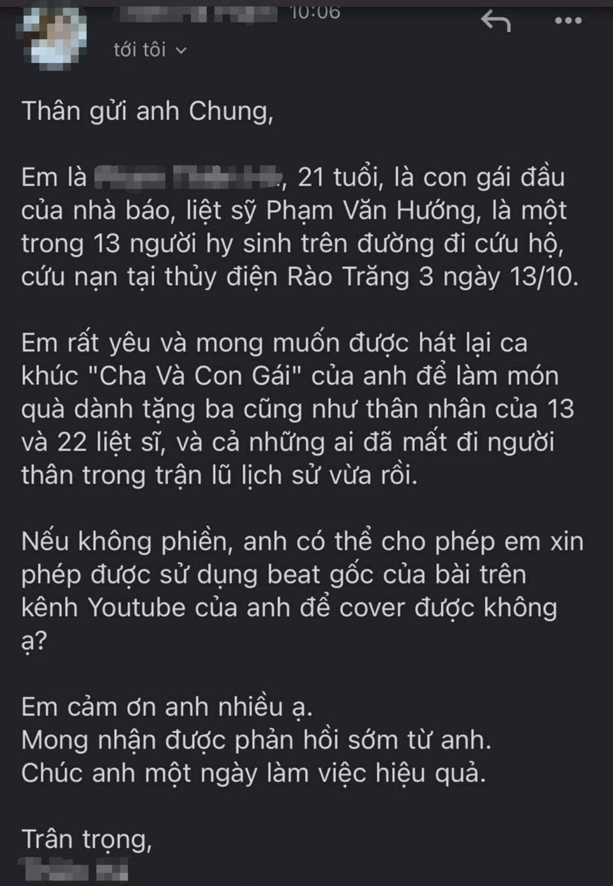 Con gái liệt sĩ hi sinh ở Rào Trăng 3 gây xúc động khi xin phép nhạc sĩ Nguyễn Văn Chung làm điều này Ảnh 2