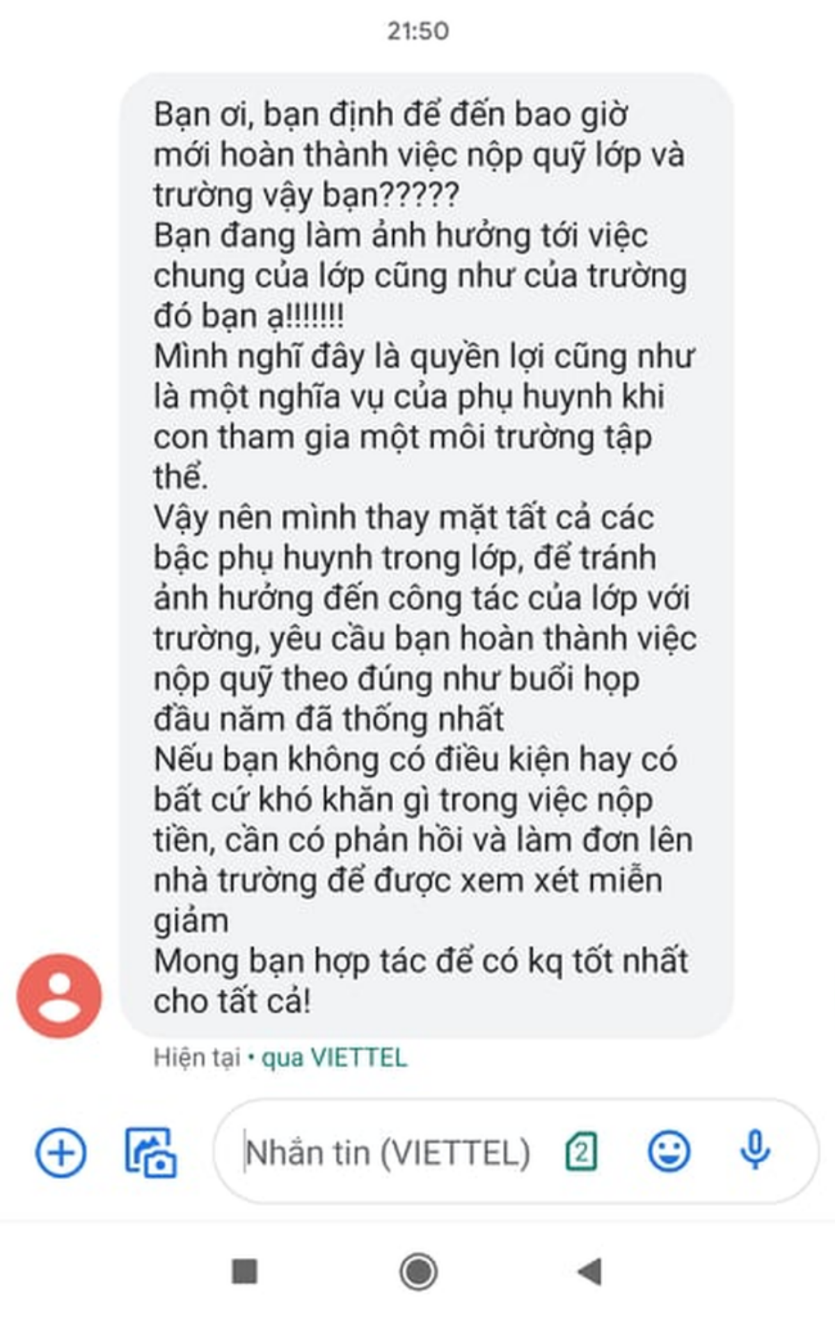 Trưởng ban hội phụ huynh học sinh đòi quỹ lớp với giọng điệu cảnh cáo gay gắt khiến người mẹ tủi thân Ảnh 1