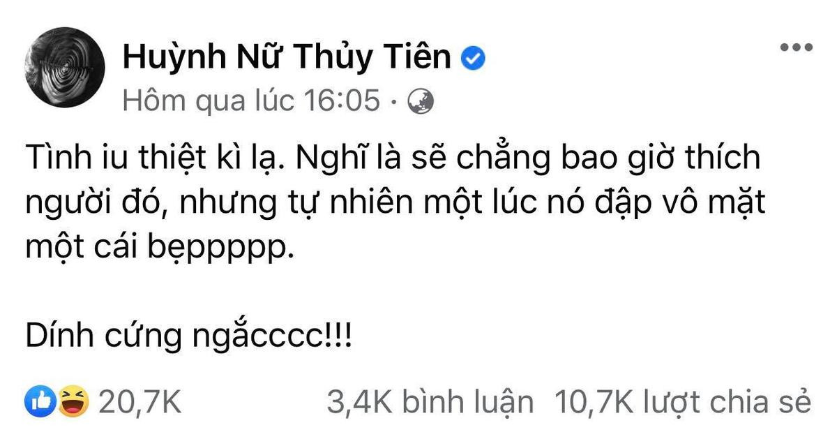 Tiên Tiên đăng trạng thái ẩn ý thông báo với fan mình đã có người thương Ảnh 1