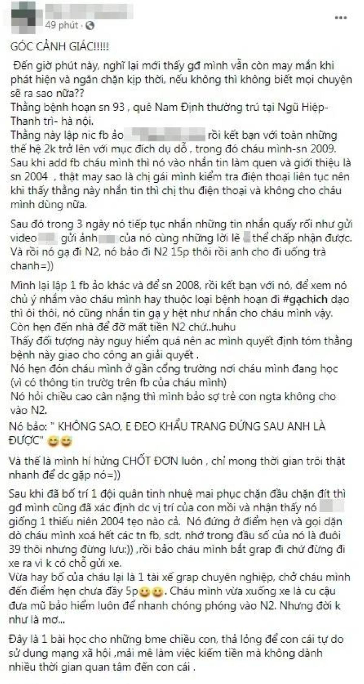 Nam thanh niên tạo tài khoản giả để dụ bé gái 11 tuổi đi nhà nghỉ và 'cái kết cực đắng' Ảnh 1