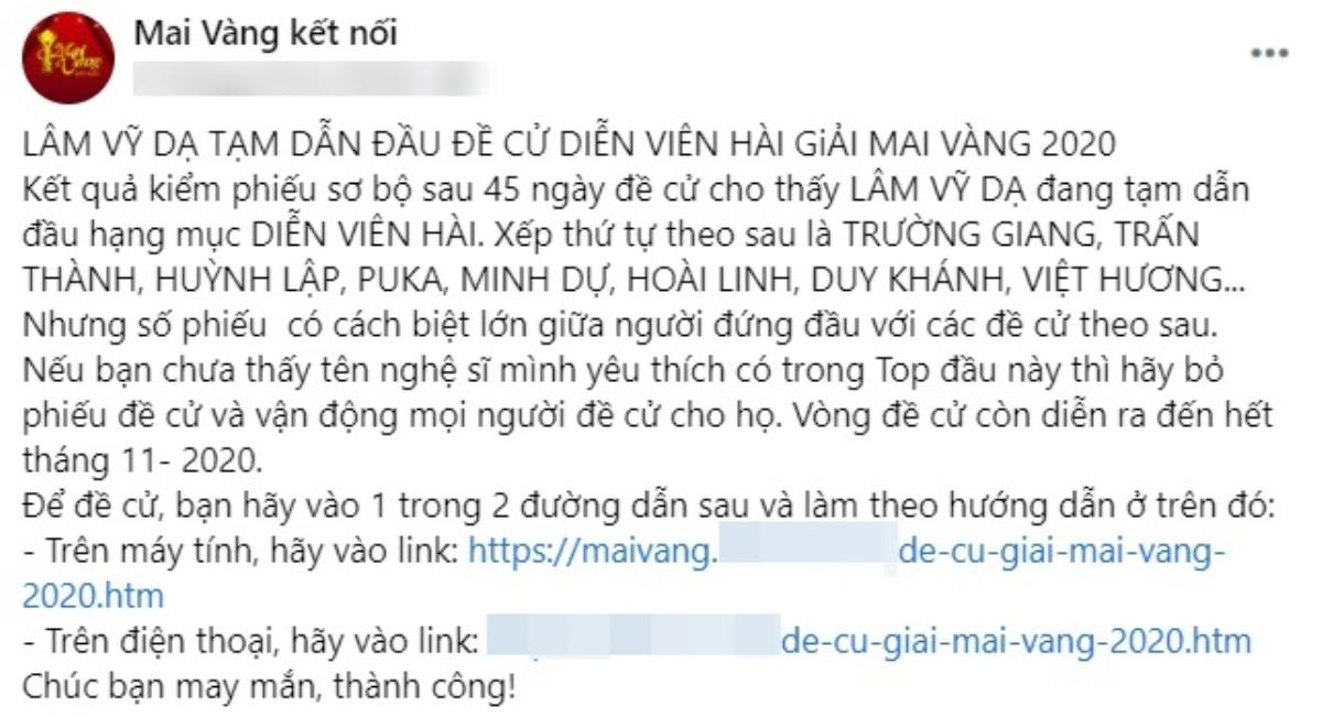 Lâm Vỹ Dạ bị antifan tấn công trên fanpage của giải Mai vàng khi tạm dẫn đầu Ảnh 2