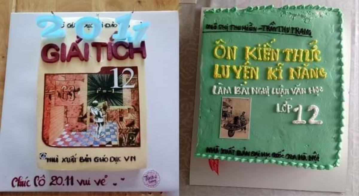 Giới học trò khoe loạt bánh kem độc lạ mừng 20/11, ấn tượng nhất là những chiếc bánh in hình SGK Ảnh 4