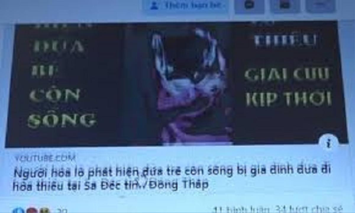 Thực hư thông tin bé gái 4 tuổi còn thoi thóp thở nhưng được đưa vào lò hỏa táng ở Đồng Tháp Ảnh 1