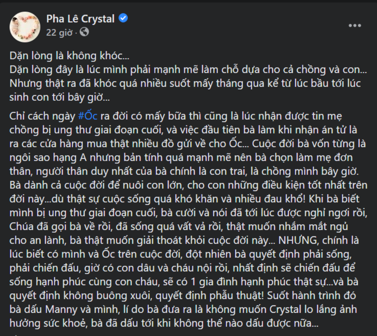 Ca sĩ Pha Lê khóc hết nước mắt nghe tin mẹ chồng ung thư giai đoạn cuối, đã hôn mê 1 tháng Ảnh 2