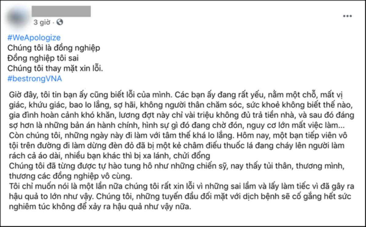 Đồng loạt tiếp viên hàng không Vietnam Airlines lên tiếng xin lỗi cộng đồng trên mạng xã hội Ảnh 8