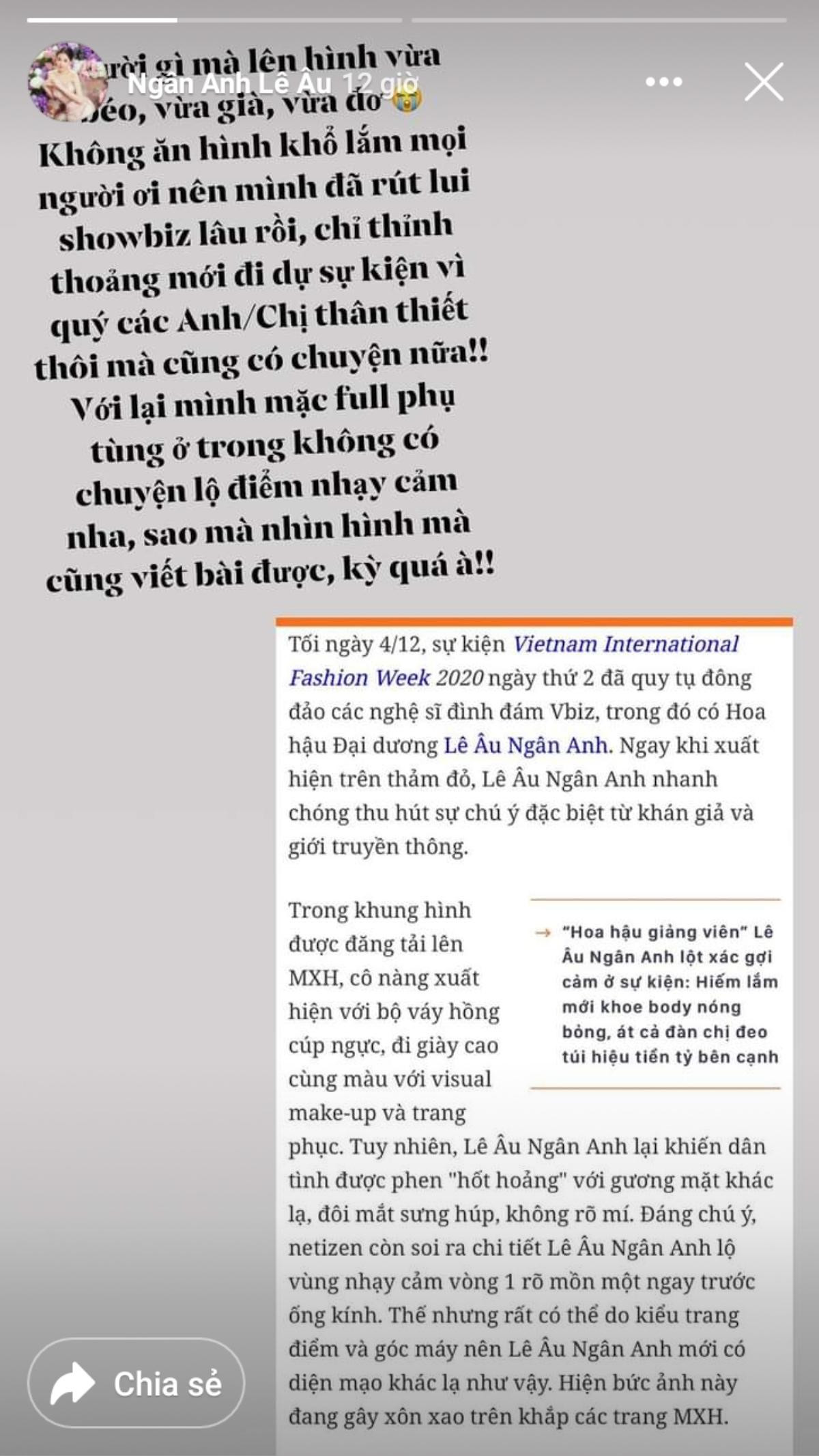 Lê Âu Ngân Anh nói gì khi bị chỉ trích ăn mặc hớ hênh, lộ vùng nhạy cảm trên thảm đỏ? Ảnh 2