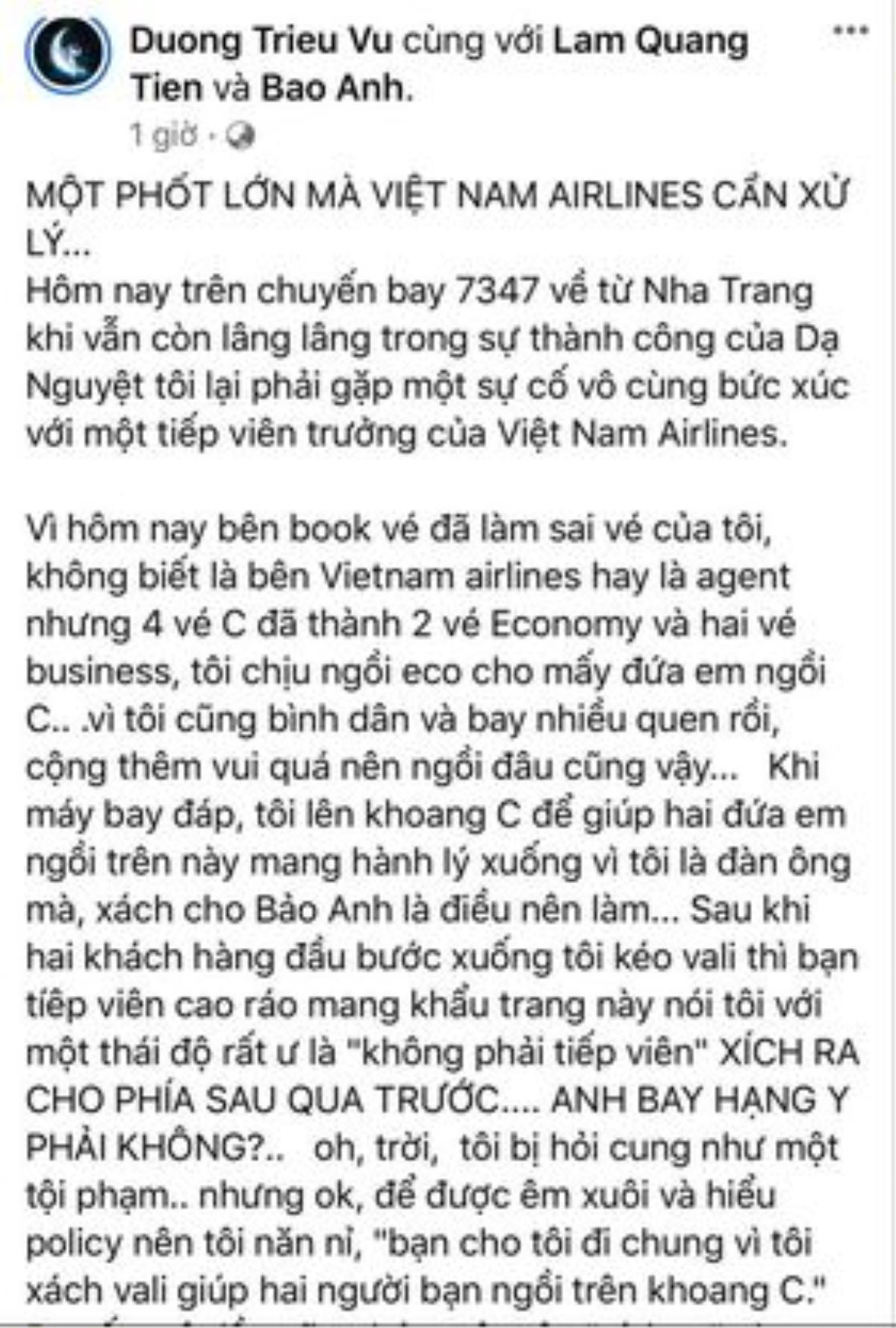 Dương Triệu Vũ bức xúc vì bị tiếp viên hàng không coi thường Ảnh 3