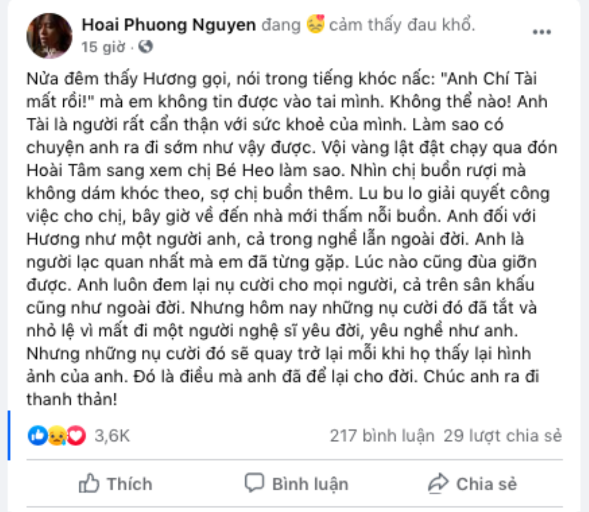 Chồng Việt Hương sang gặp vợ Chí Tài sau tin dữ: 'Nhìn chị buồn rượi mà không dám khóc theo' Ảnh 2