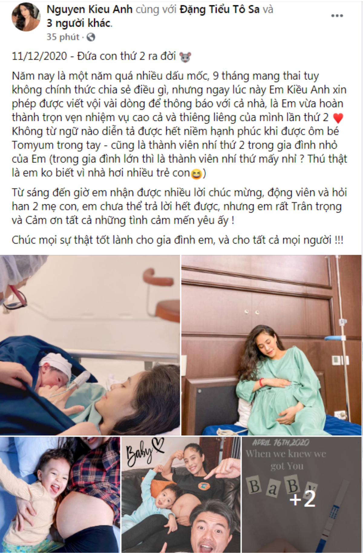 Ca nương Kiều Anh bất ngờ thông báo đã hạ sinh con trai thứ hai Ảnh 1