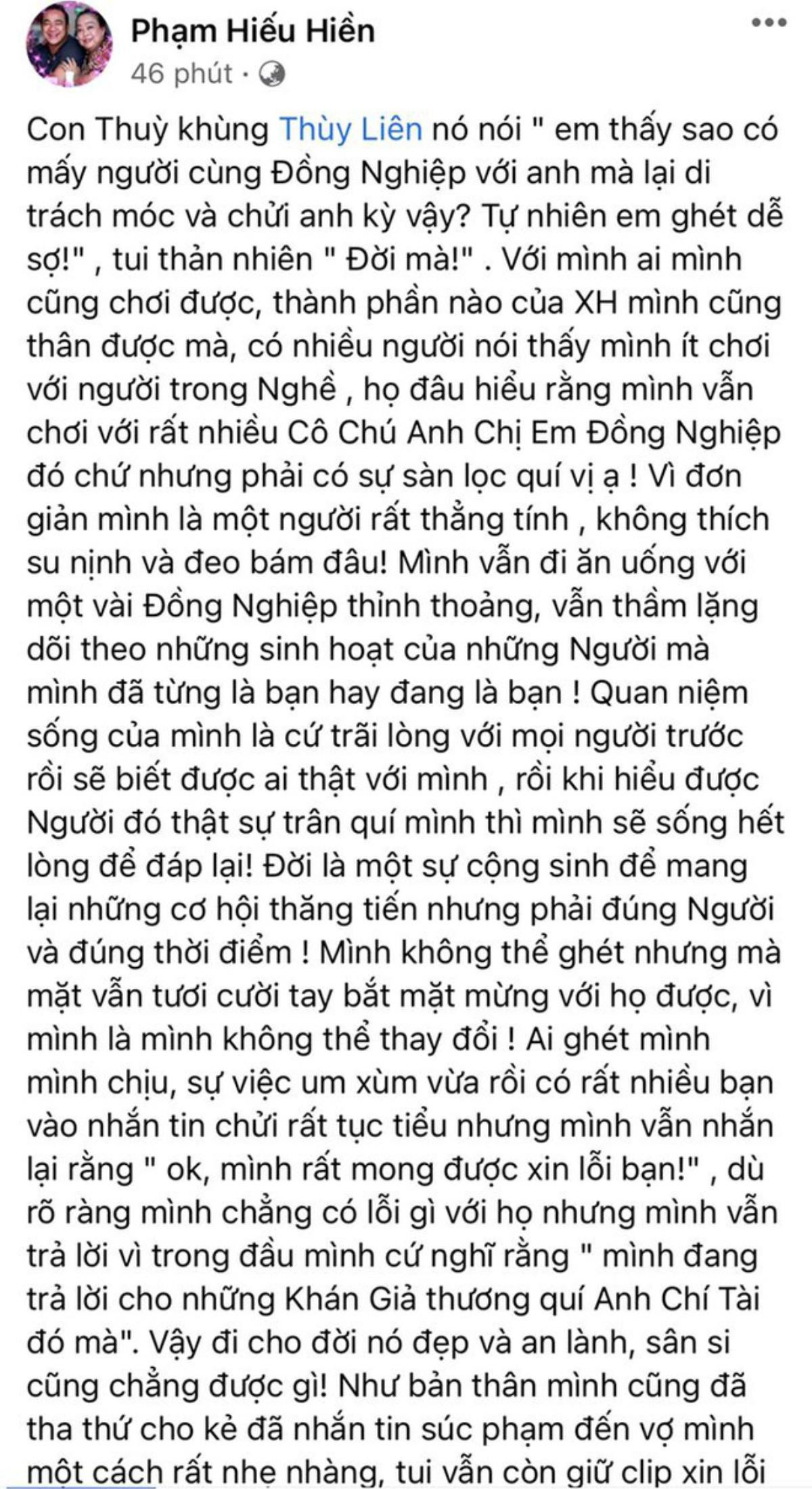 Hiếu Hiền 'đáp trả' đồng nghiệp khi bị chỉ trích đăng clip liên quan đến Chí Tài, vợ gọi tên Hari Won? Ảnh 2