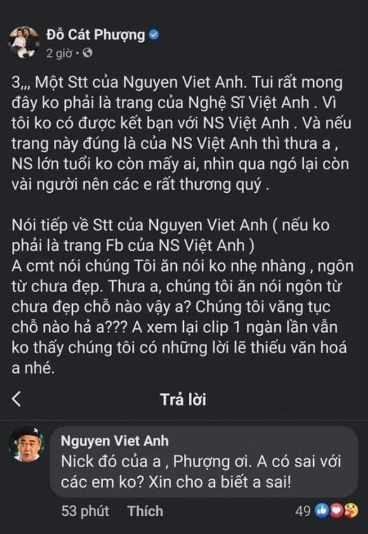 Cát Phượng lên tiếng xin lỗi nghệ sĩ Việt Anh sau phát ngôn thiếu tôn trọng tiền bối Ảnh 2