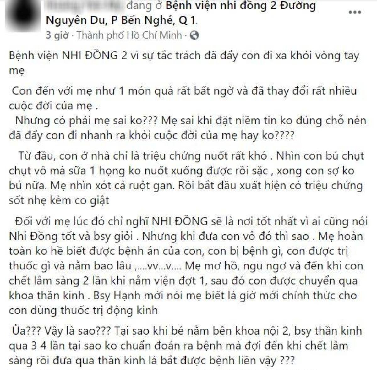 Bị tố làm việc tắc trách khiến bệnh nhi tử vong, Bệnh viện Nhi đồng 2 TP.HCM lên tiếng Ảnh 2