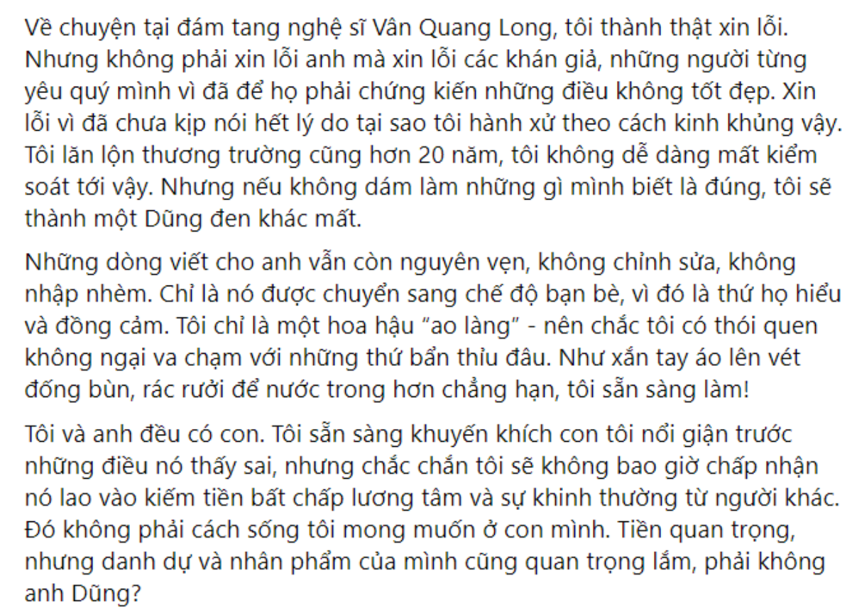 Hoa hậu Thu Hoài đăng status yêu cầu Dũng Taylor xin lỗi gia đình cố nghệ sĩ Chí Tài Ảnh 5