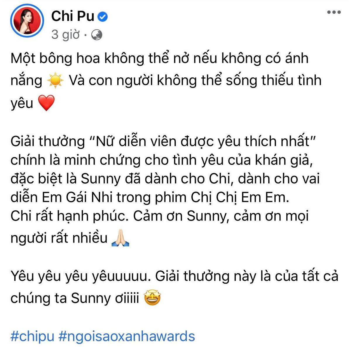 Chi Pu nhận giải Ngôi sao xanh, fan khuyên nên làm diễn viên đừng làm ca sĩ Ảnh 1