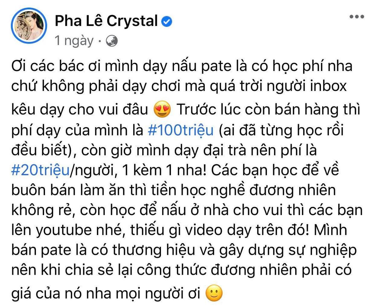 Pha Lê Crystal mở lớp dạy nấu ăn với giá trên trời Ảnh 2