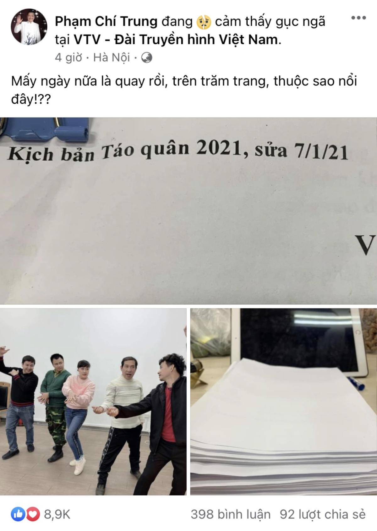 Ngày quay Táo Quân 2021 gần kề, nghệ sĩ Chí Trung: Kịch bản trăm trang thuộc sao nổi? Ảnh 2