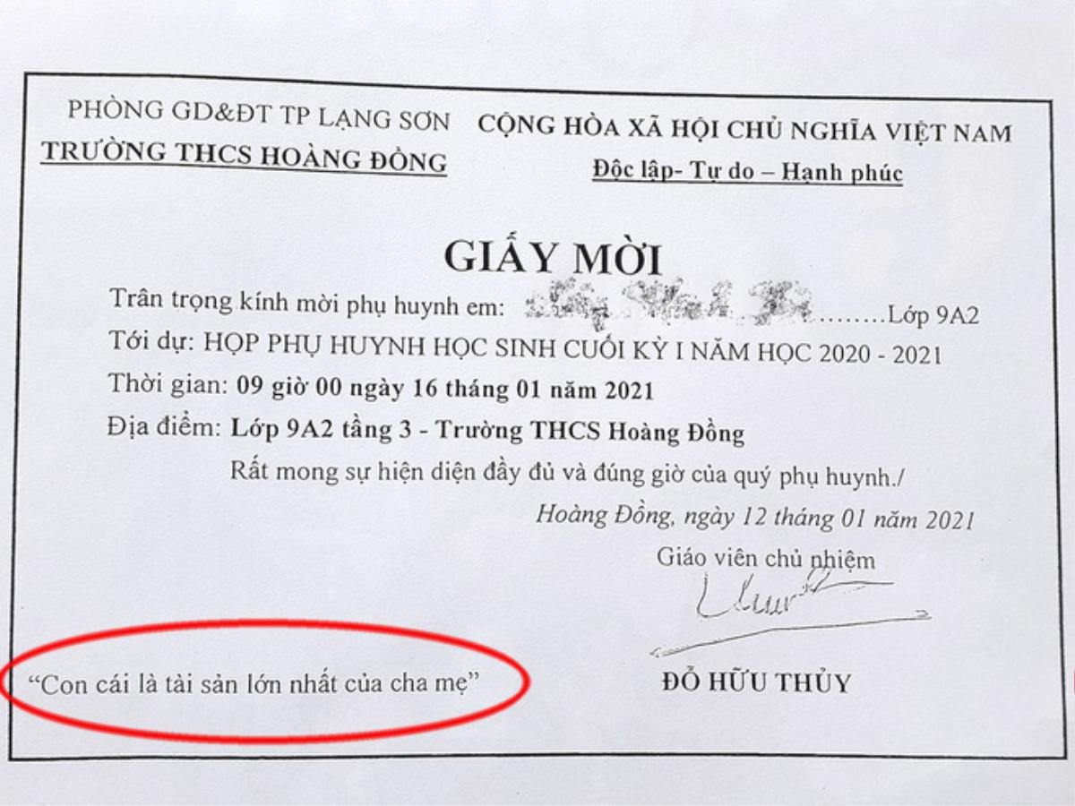 Đưa giấy mời họp phụ huynh, giáo viên tinh tế kèm theo lời nhắn gửi khiến ai nấy cũng xuýt xoa Ảnh 1