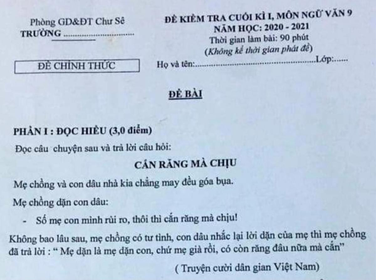 Ra đề kiểm tra môn Ngữ Văn lớp 9 chứa nội dung nhạy cảm, một giáo viên bị kiểm điểm Ảnh 1