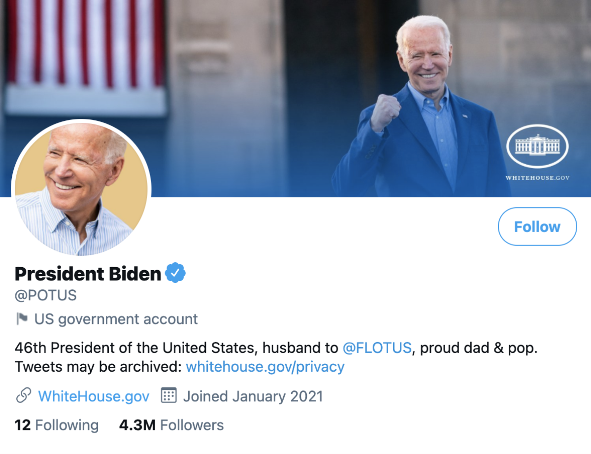 Ông Joe Biden chính thức tiếp nhận tài khoản Twitter Tổng thống Mỹ Ảnh 1