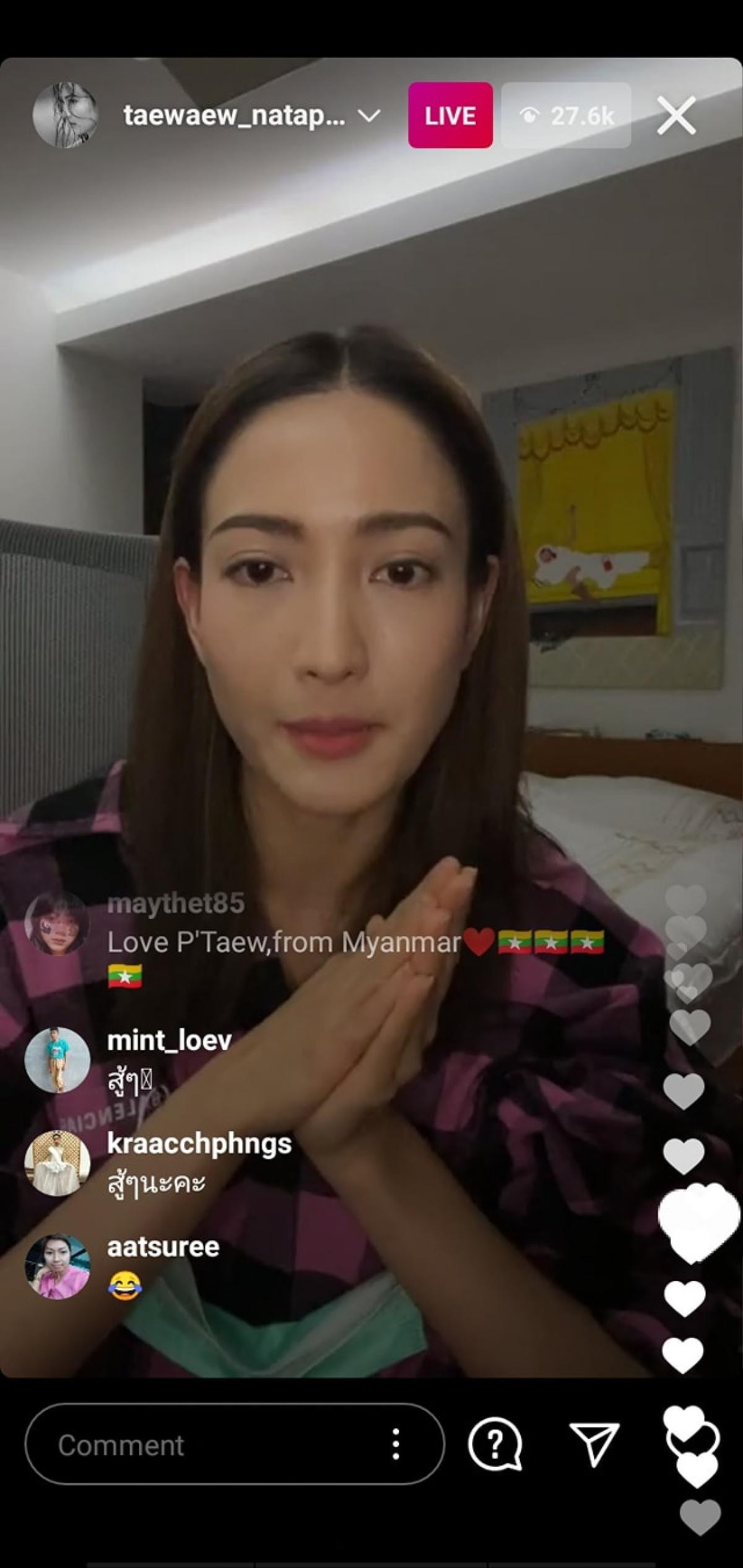 Taew Natapohn livestream thông báo sẽ tự cách ly tại nhà sau khi tiếp xúc trực tiếp với DJ Matoom Ảnh 4