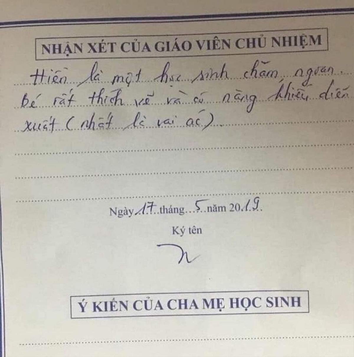 Lời nhận xét cực độc đáo của giáo viên khiến ai nấy 'cười bò', đọc xong không biết là khen hay chê đây? Ảnh 1