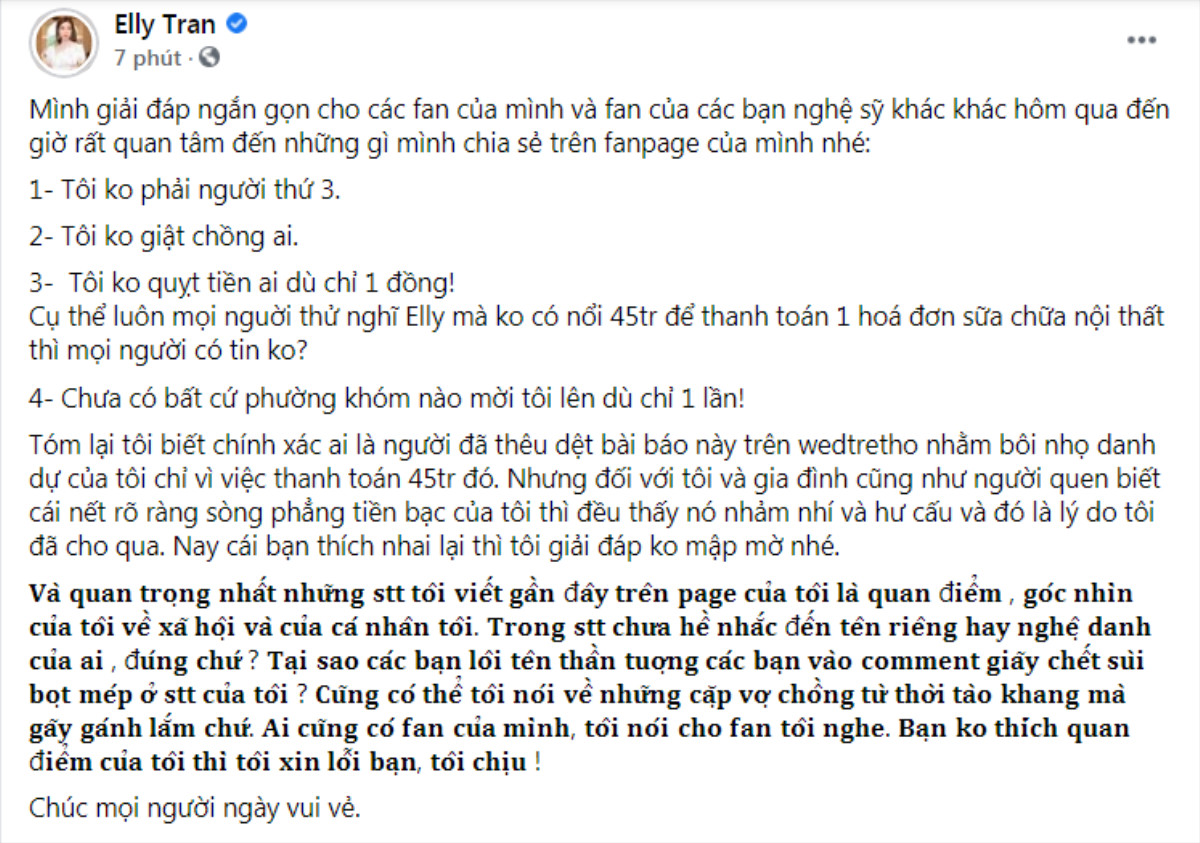 Bị nói là 'trà xanh' giật chồng người, Elly Trần đanh thép đáp trả Ảnh 5