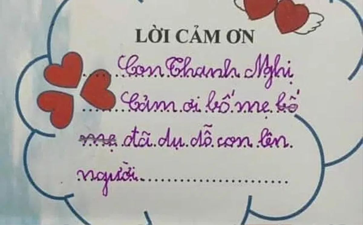 Viết thiệp gửi lời cảm ơn bố mẹ, cậu bé mắc 2 lỗi sai khiến ý nghĩa thay đổi hoàn toàn Ảnh 1