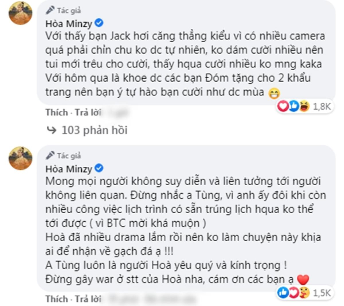 Hòa Minzy kể chuyện ngồi cạnh Jack sau status của Mr. Đàm, đề nghị không nhắc đến Sơn Tùng M-TP Ảnh 4