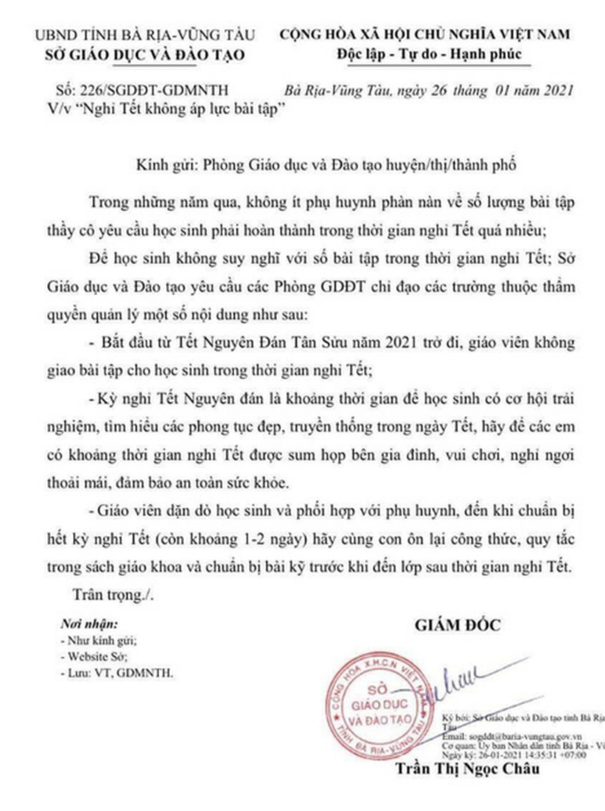 Sau Bà Rịa - Vũng Tàu, thêm 2 tỉnh quyết định không giao bài tập về nhà cho học sinh trong dịp nghỉ Tết Ảnh 3