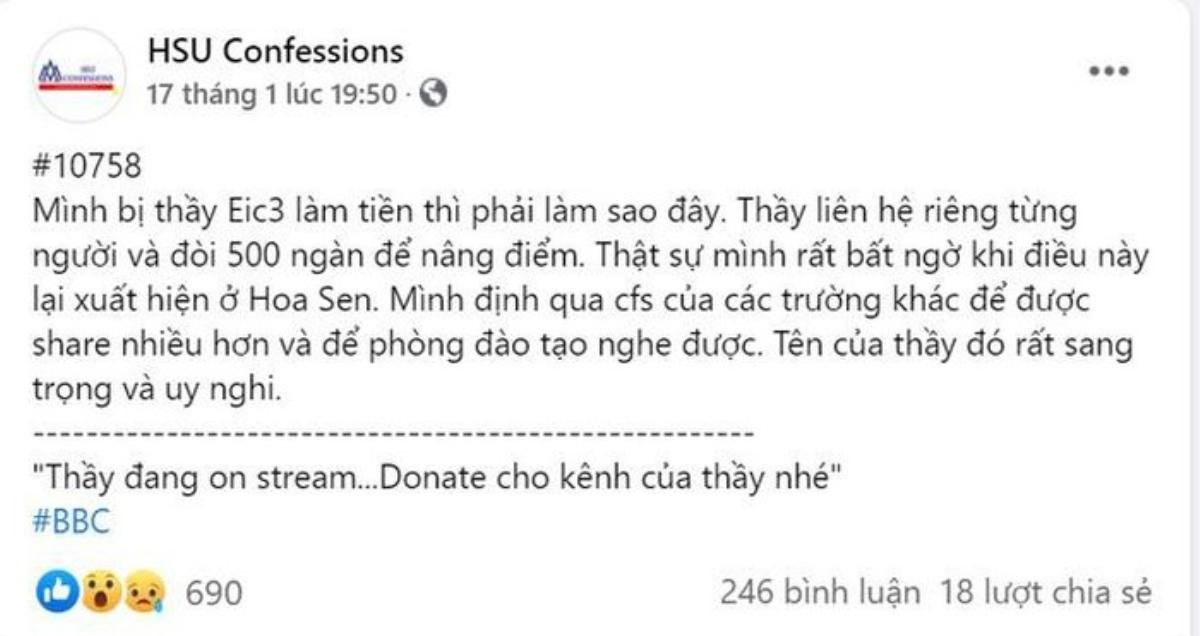 Giảng viên ĐH Hoa Sen bị tố nhắn tin riêng, 'vòi' tiền từng sinh viên rồi sẽ nâng điểm cho qua môn Ảnh 1