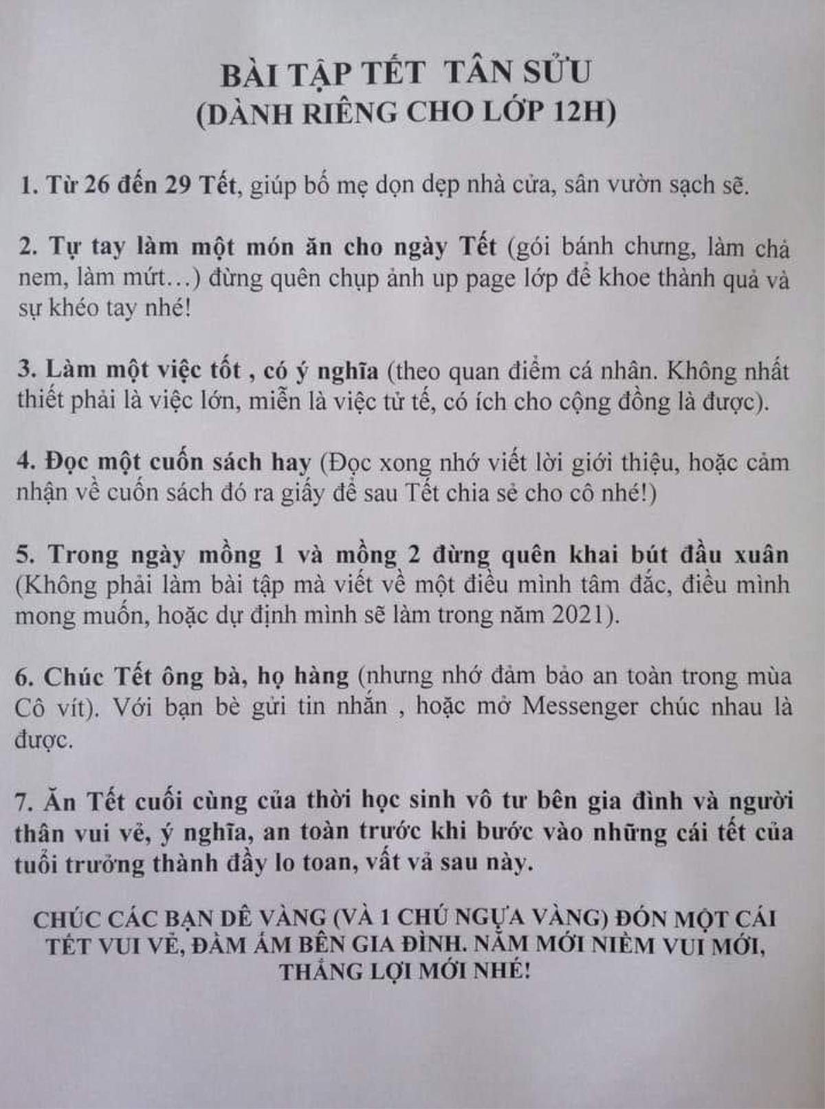 Nhận danh sách 7 bài tập về nhà dịp Tết, học trò vỡ òa sung sướng khi nhìn thấy nội dung Ảnh 1