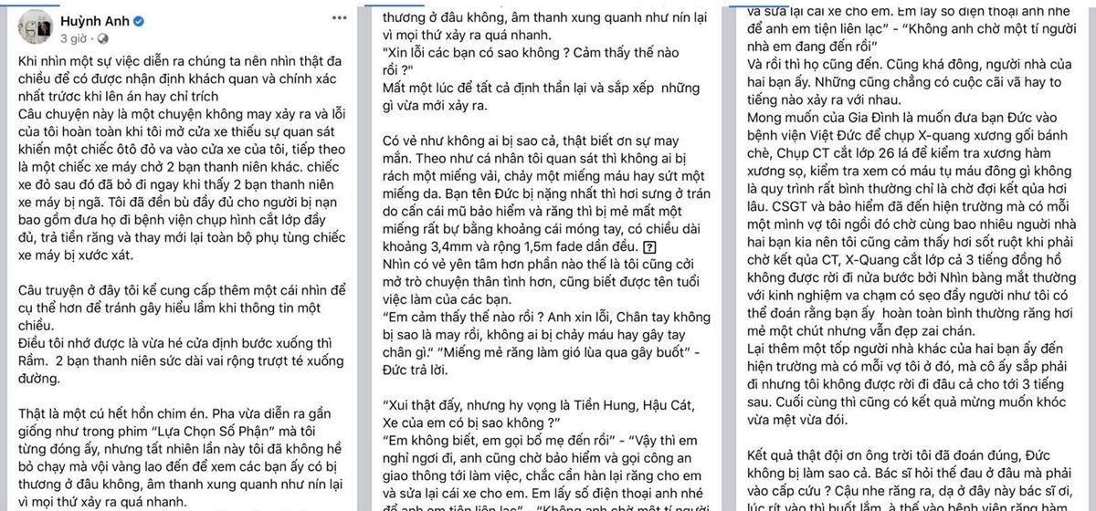 Huỳnh Anh lên tiếng thanh minh vụ gây tai nạn không chịu bồi thường: Do nhầm luật giao thông châu Âu Ảnh 3