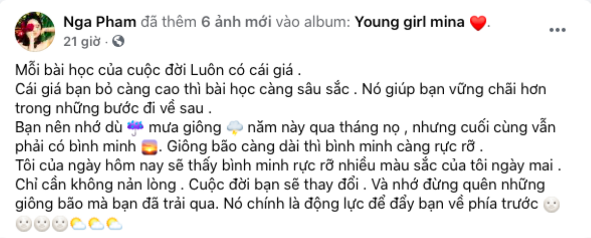 Minh Nhựa vừa đệ đơn ly hôn vợ cũ, Mina Phạm liền đăng trạng thái đầy ẩn ý Ảnh 3