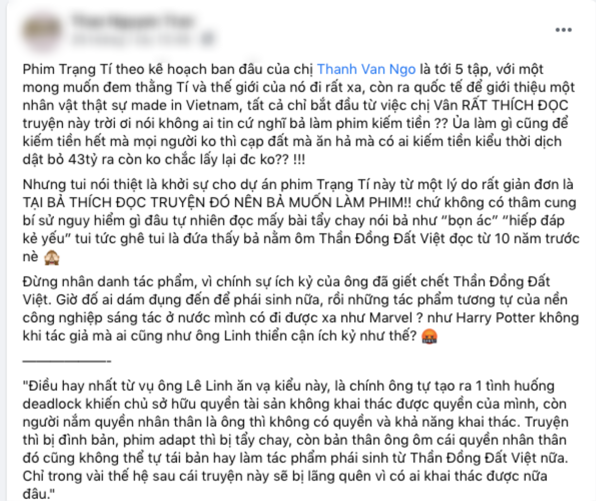 Quản lý cũ của Ngô Thanh Vân khiến phim Trạng Tí càng bị tẩy chay khi nói họa sĩ Lê Linh ích kỷ thiển cận Ảnh 2