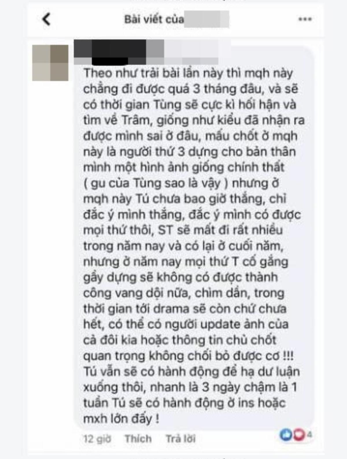 'Lời tiên tri' đúng đến 80% hiện tại về drama Sơn Tùng - Thiều Bảo Trâm - Hải Tú Ảnh 1