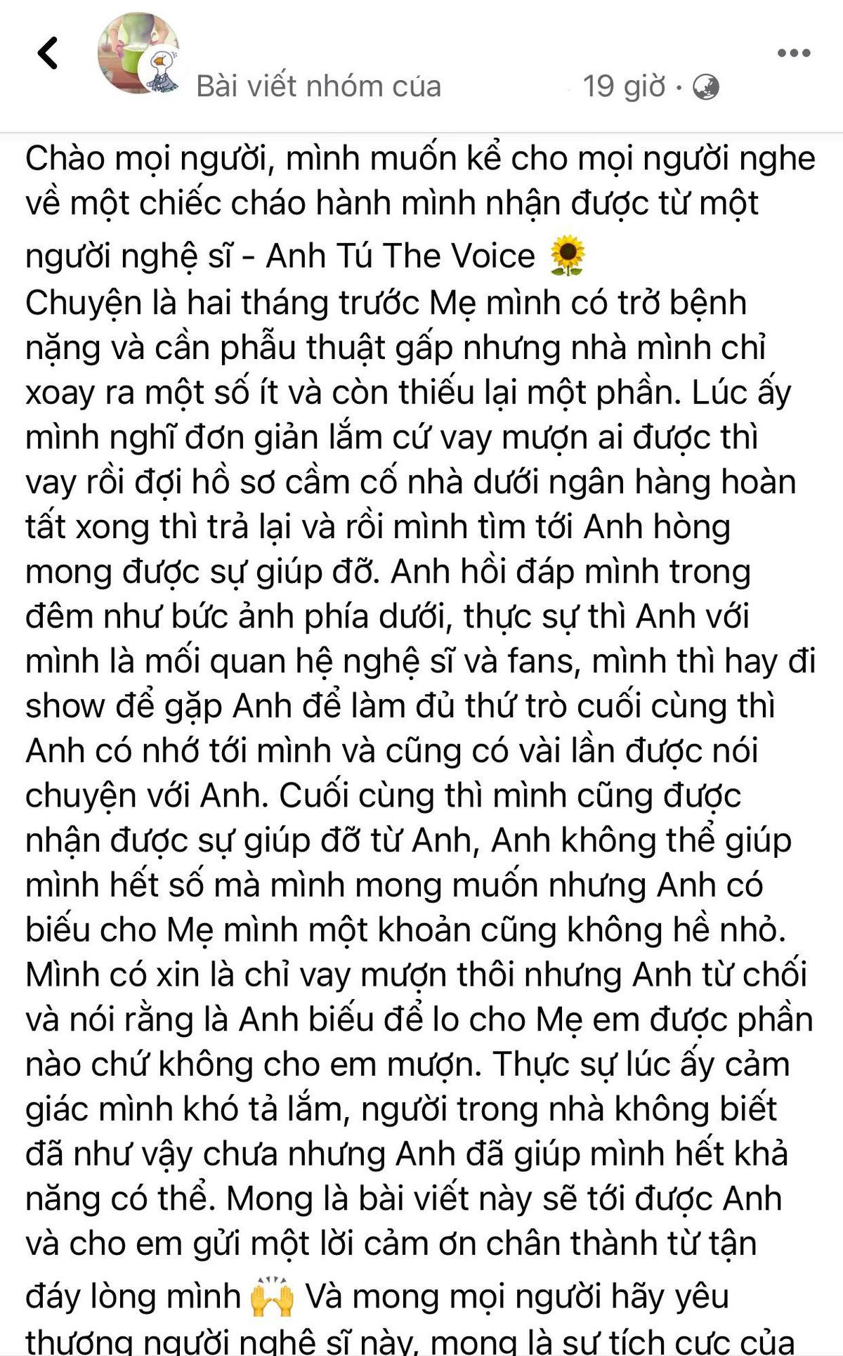 Anh Tú gây xúc động với hành động thiện nguyện giúp Mẹ của một khán giả phẫu thuật nguy cấp Ảnh 2