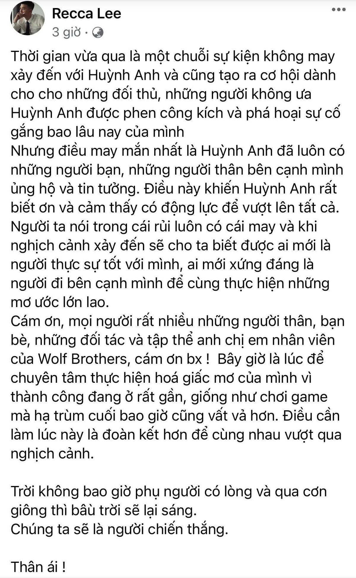 Sau liên hoàn phốt, Huỳnh Anh viết tâm thư gửi đến khán giả Ảnh 2