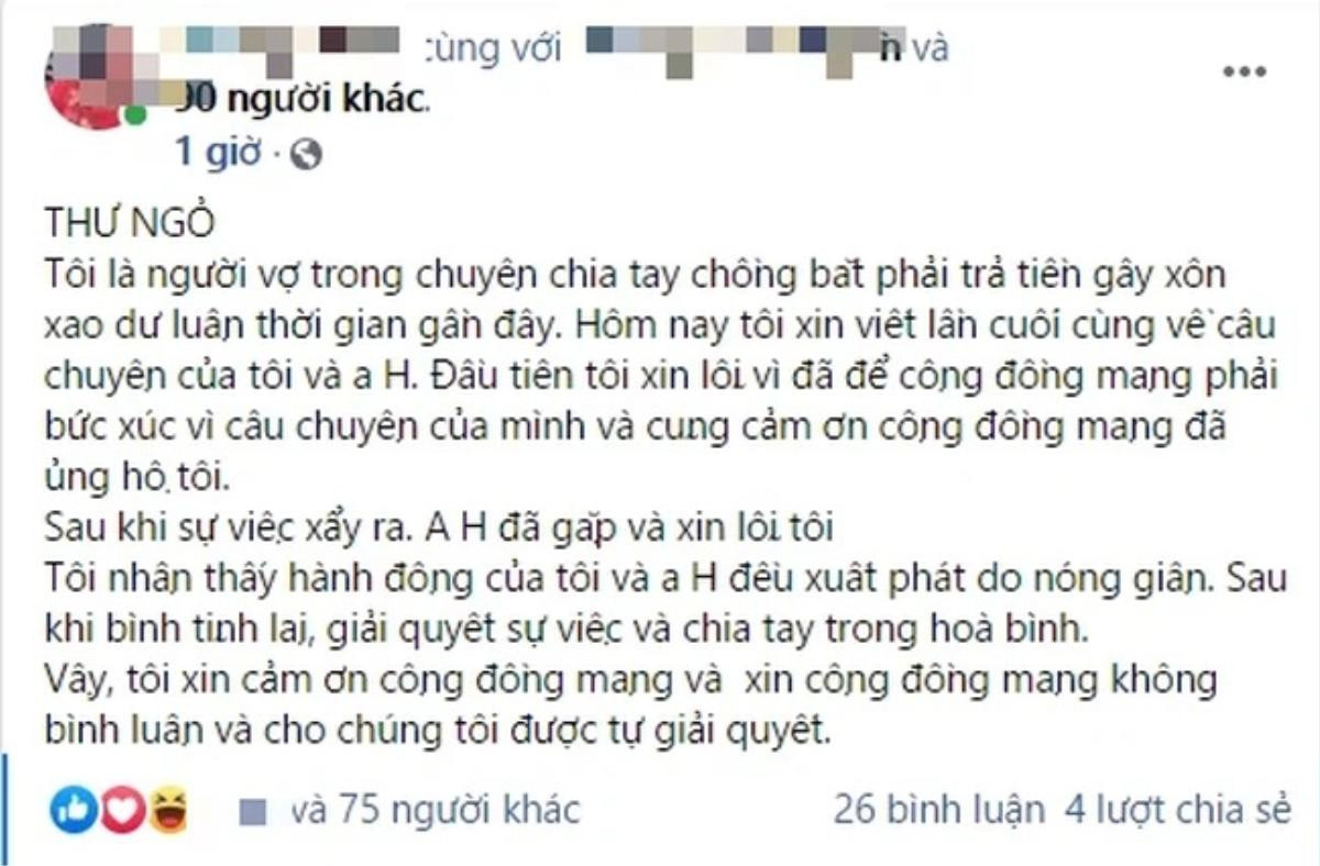 Vụ chồng đòi tiền ăn hàng ngày và tiền khám sản của vợ sau ly hôn: 'Anh ta đã gặp và xin lỗi tôi' Ảnh 4