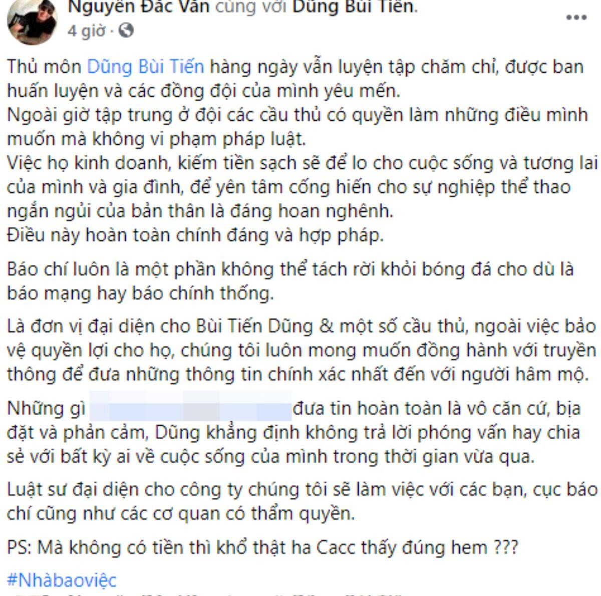 Thực hư chuyện thủ môn Bùi Tiến Dũng phát ngôn gây tranh cãi về 'tiền và đời cầu thủ' Ảnh 2