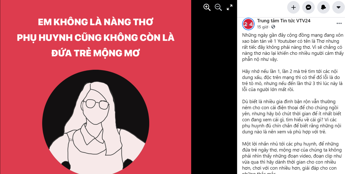 VTV24 đăng tâm thư dài liên quan đến YouTuber Thơ Nguyễn: Em không là nàng thơ Ảnh 3