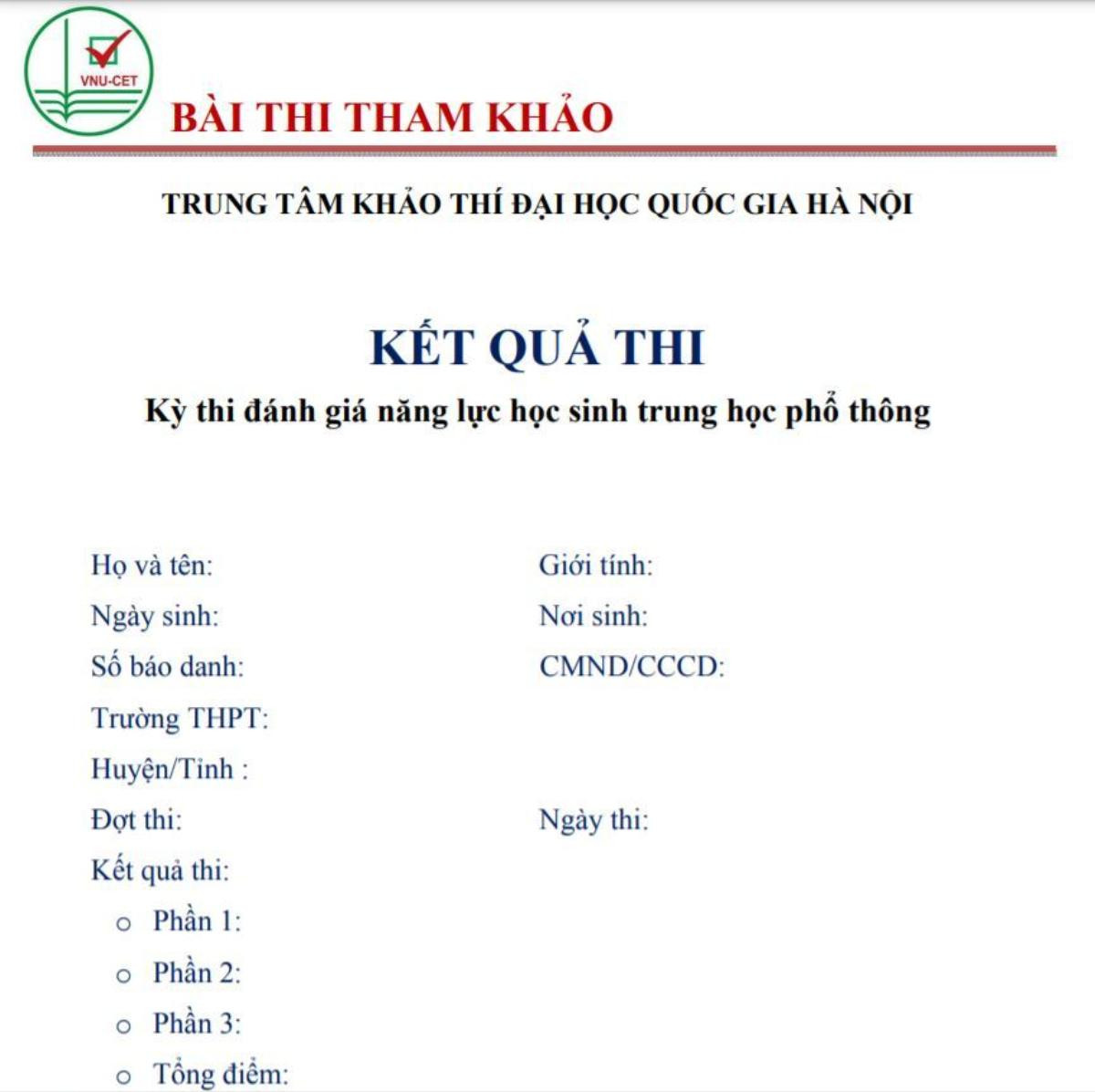 Đại học Quốc gia Hà Nội công bố đề thi tham khảo kỳ thi đánh giá năng lực năm 2021 Ảnh 2