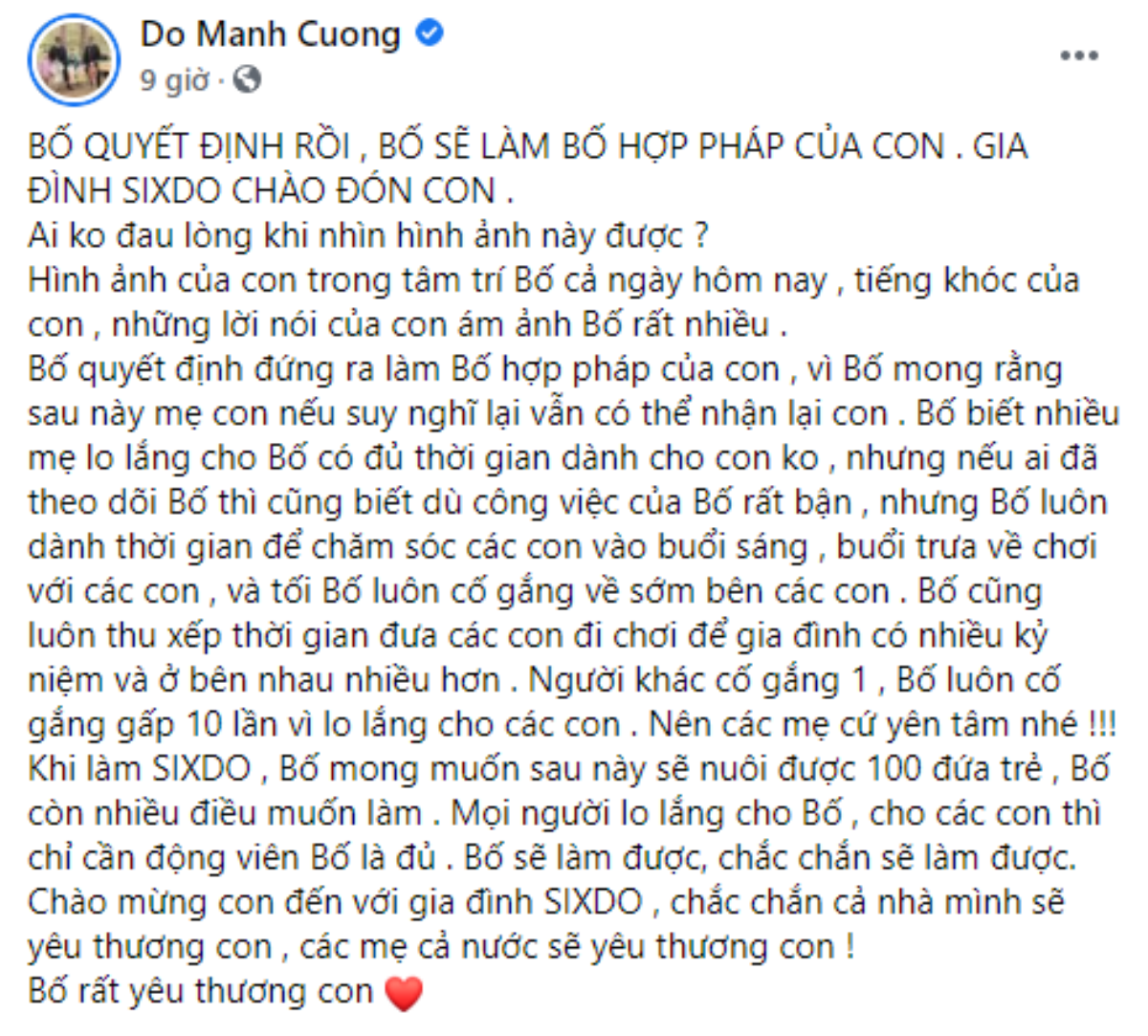 Đỗ Mạnh Cường nhận nuôi bé thứ 8, câu chuyện phía sau khiến ai cũng chạnh lòng Ảnh 3