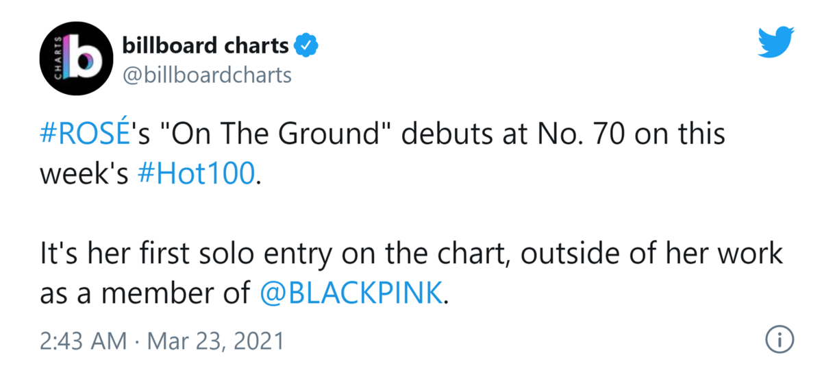 Rosé (BlackPink) lập kỷ lục trên BXH Billboard Hot 100 với 'On The Ground': Còn ai chê flop nữa nào? Ảnh 2