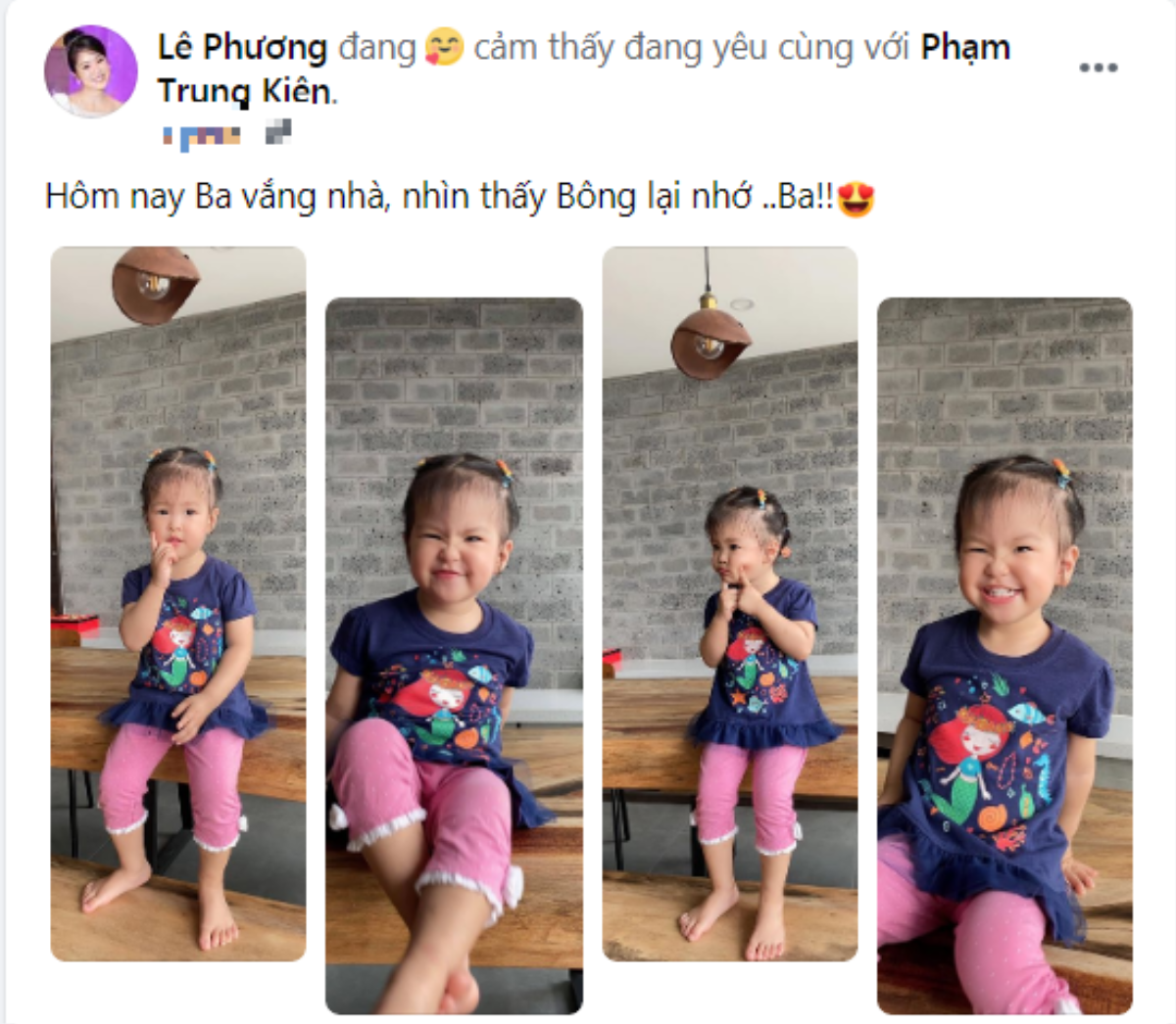 Lê Phương 'mượn' con gái để bày tỏ nỗi nhớ chồng khiến fan cũng lịm tim theo Ảnh 1