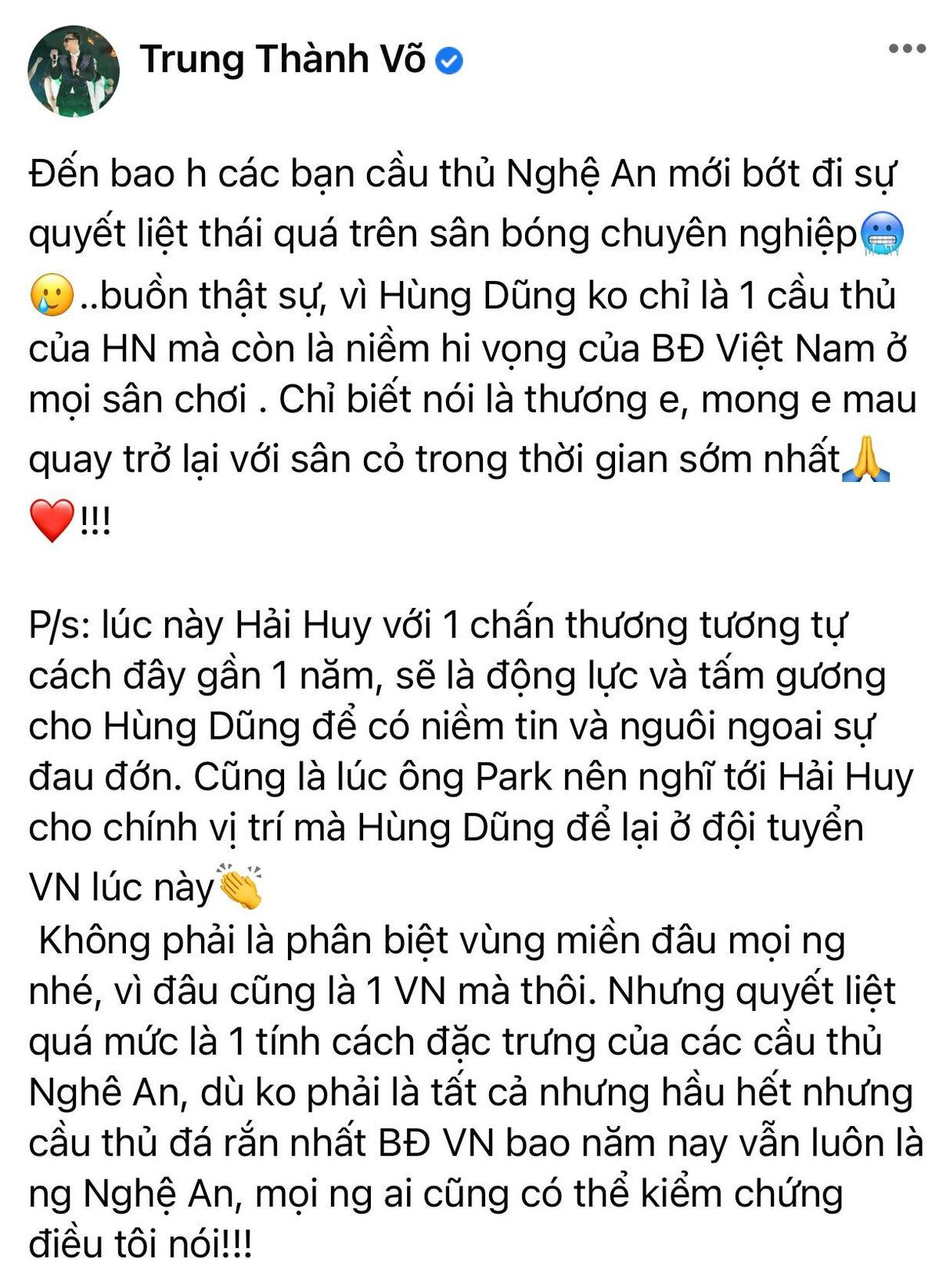 MC Thành Trung đăng bài động viên Hoàng Dũng sau chấn thương kinh hoàng Ảnh 2