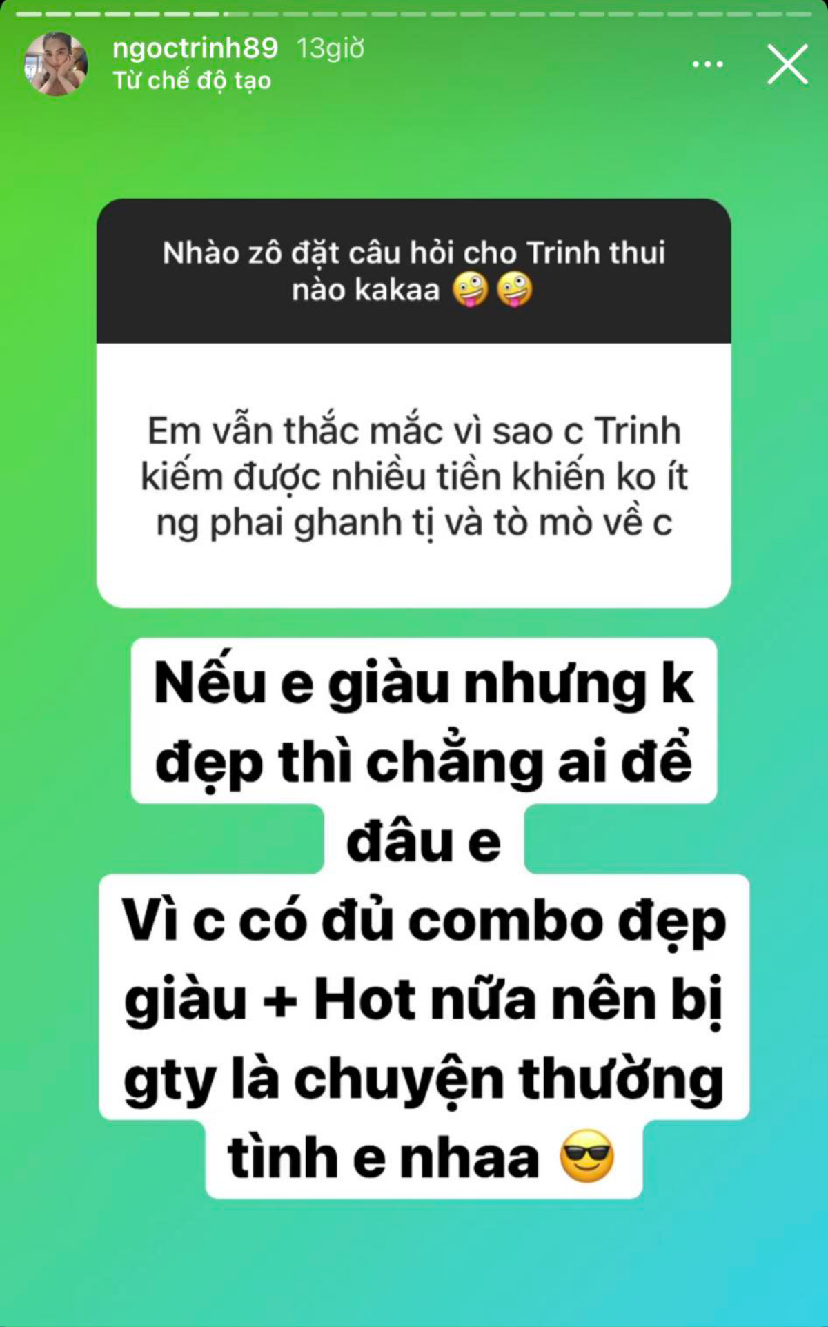 Ngọc Trinh: 'Chị đủ combo giàu, đẹp, hot nên bị ganh tị là chuyện thường' Ảnh 3