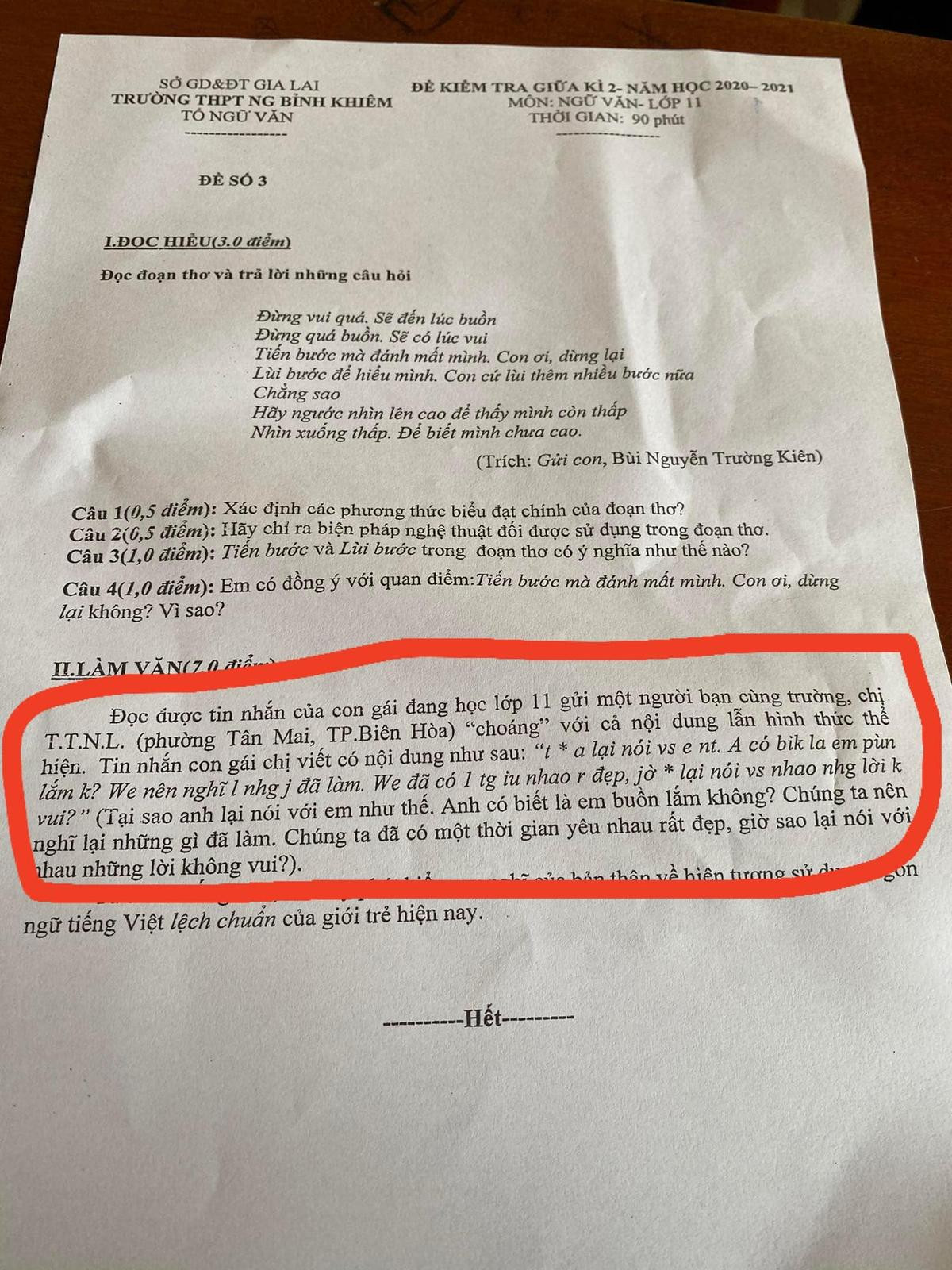 Đề Văn về cách sử dụng ngôn ngữ của giới trẻ khiến học sinh 'toát mồ hôi' Ảnh 2