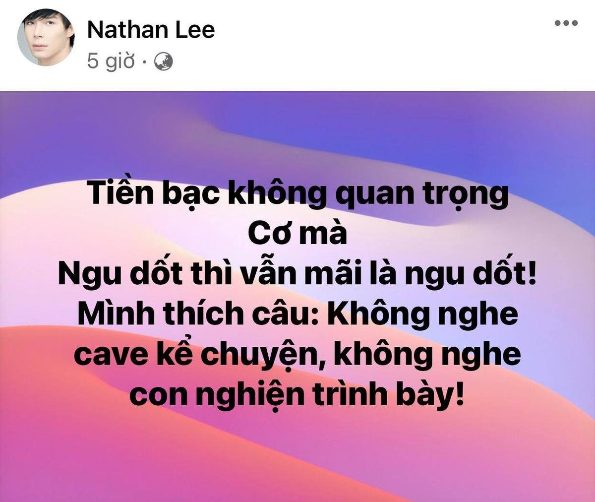 Nathan Lee đăng status nêu quan điểm về tiền bạc, khán giả gọi tên Ngọc Trinh Ảnh 2