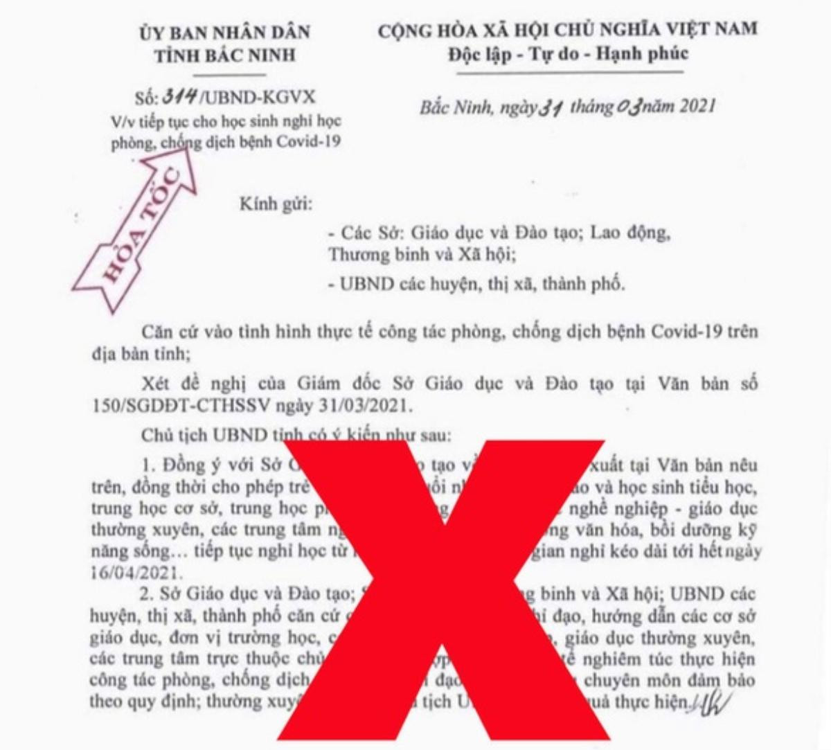 Bắc Ninh truy tìm người giả mạo văn bản tỉnh cho học sinh nghỉ học từ ngày Cá tháng tư Ảnh 1